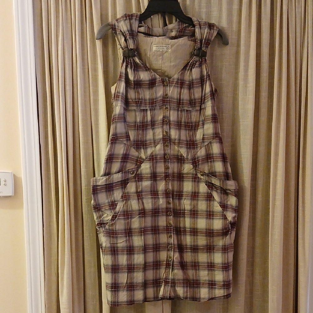 Rare All Saints Deadwood Altair Plaid Sleeveless Grunge Dress Pockets Buckles 10